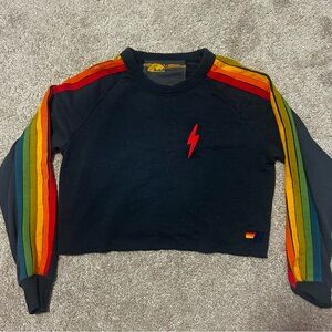 Aviator Nation rainbow sleeve sweatshirt
